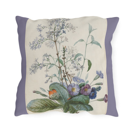 A Bouquet of Flowers with Insects by Pierre Joseph Redouté Outdoor Pillows