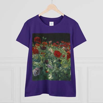 Poppies (A Study of Poppies for Carnation, Lily, Lily, Rose) by John Singer Sargent Women's Midweight Cotton Tee