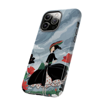 🌧️🌺 The Stormy Flower Walk Phone Case – Art Deco Floral Fashion