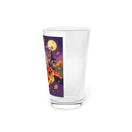 🐈‍⬛🎃 The Black Cat Witch Of Pumpkin Manor Glass, 16oz – Whimsical Halloween Charm