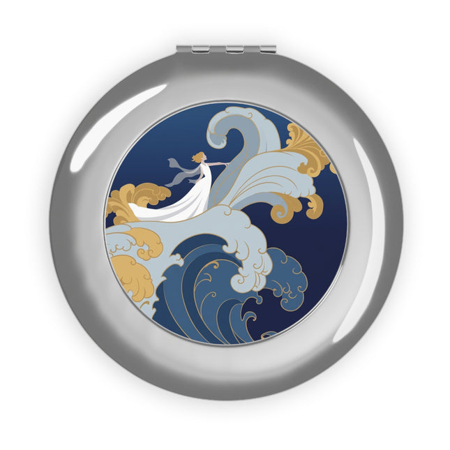 Wave Enchantress Compact Mirror – Oceanic Grace & Golden Tides