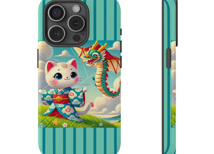 Geisha Kitten and the Dragon Kite Phone Cases