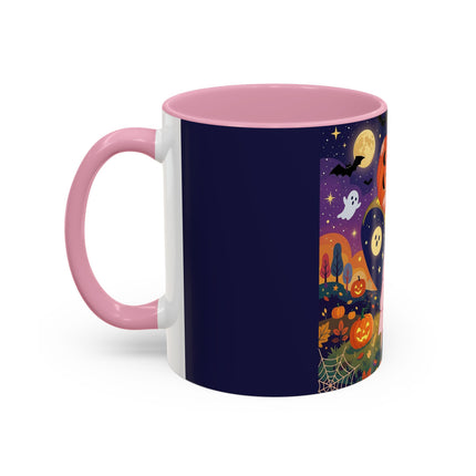 🎃🐈‍⬛ The Pumpkin Moon Embrace Colorful Mug – Whimsical Halloween Charm