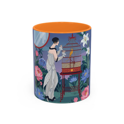 Whispers to the Golden Songbird Colorful Mugs – Art Deco Garden Elegance