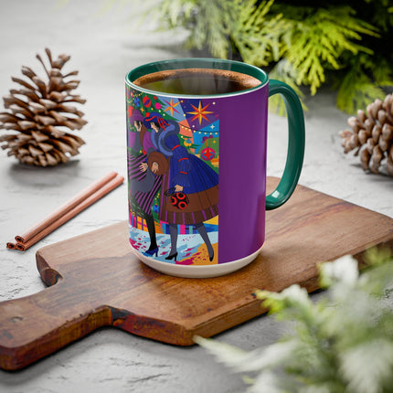 🎄✨ Christmas Among The Twinkling Trees Colorful Mug – Art Deco Holiday Fantasy