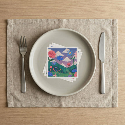 🌸🌈 The Enchanted Rainbow Flower Garden Napkins – Whimsical Botanical Floral Art