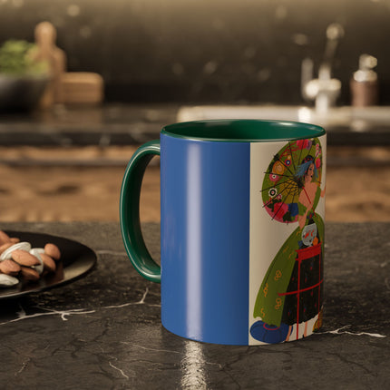 Lady with the Golden Fish Colorful Mugs – Whimsical Fashion & Playful Fantasy