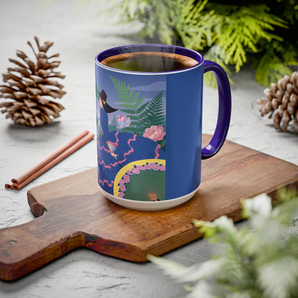 The Lady Of The Garden Stroll Colorful Mugs – Art Deco Botanical Elegance