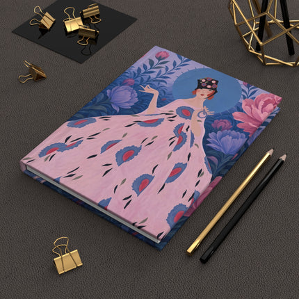 🦜🌸 The Lady Of The Enchanted Parrot Garden Hardcover Journal – Art Deco Floral Fantasy