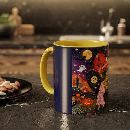 🎃🐈‍⬛ The Pumpkin Moon Embrace Colorful Mug – Whimsical Halloween Charm