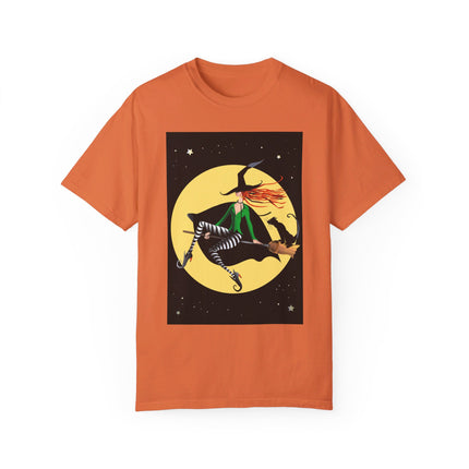 A Witch’s Moonlit Flight Unisex Garment-Dyed T-shirt