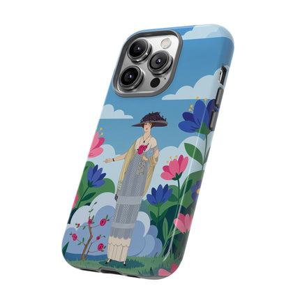 🌸🎩 The Lady Of The Grand Flower Garden Phone Case – Art Deco Fashion Illustration