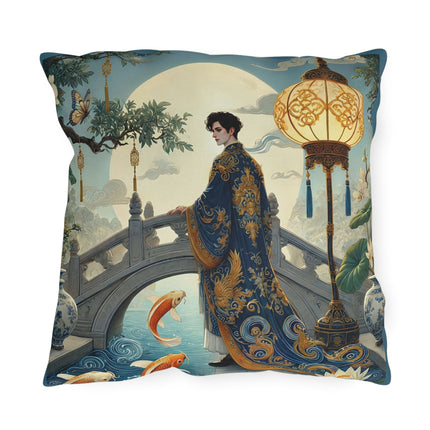 Moonlit Bridge Gentleman Outdoor Pillows – Imperial Serenity & Moonlit Harmony