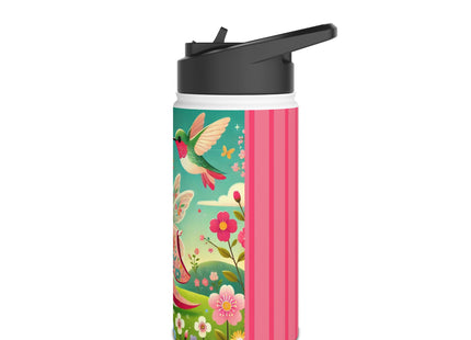 Geisha Fairy and the Hummingbird Blossom Stainless Steel Water Bottle, Standard Lid