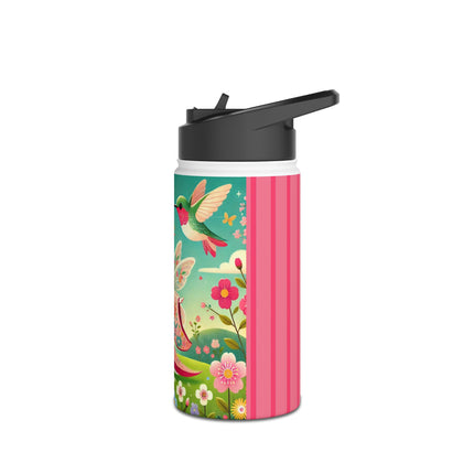 Geisha Fairy and the Hummingbird Blossom Stainless Steel Water Bottle, Standard Lid