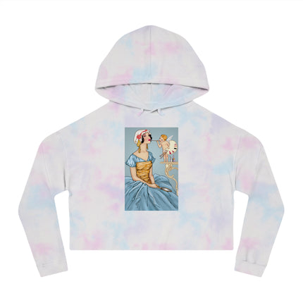 The Enchanting Painter: A Fairy's Artistic Touch Women’s Cropped Hooded Sweatshirt
