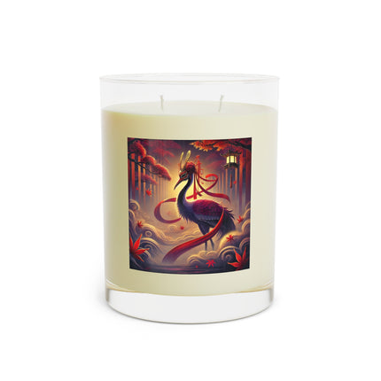 Regal Crimson Crane in the Autumn Mist Scented Candle - Full Glass, 11oz