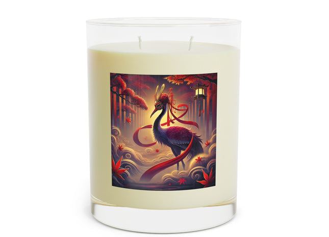 Regal Crimson Crane in the Autumn Mist Scented Candle - Full Glass, 11oz