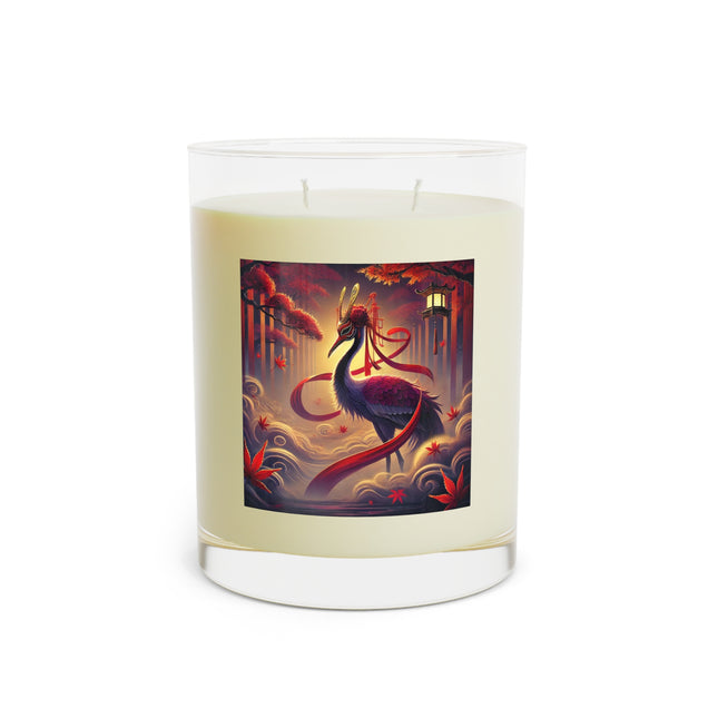 Regal Crimson Crane in the Autumn Mist Scented Candle - Full Glass, 11oz