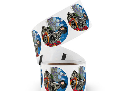 Elegant Winter Woman in Sleigh Round Sticker Label Rolls