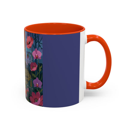 The Lady And The Midnight Birdcage Colorful Mugs – Art Deco Botanical Elegance