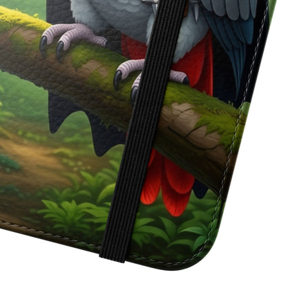 🪶🌲 The African Grey Sentinel Flip Case – Quiet Strength & Woodland Adventure