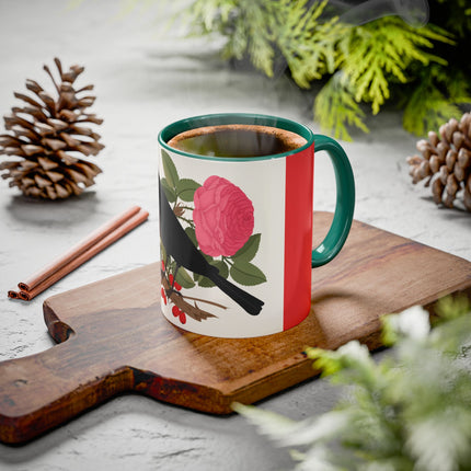 Blackbird & Rose Colorful Mugs – Timeless Elegance & Nature's Harmony
