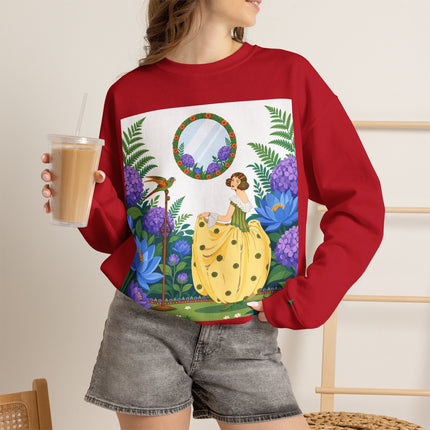 🦜🪷 The Parrot Garden Reflection Crewneck Sweatshirt – Art Deco Fashion Whimsy