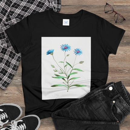 Blue Strawflower by Anselmus Boëtius de Boodt Women's Midweight Cotton Tee