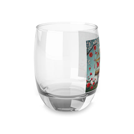 Reading In A Painted Garden Whiskey Glass