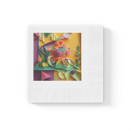 Origami Bicycle White Coined Napkins