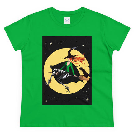 A Witch’s Moonlit Flight Women's Midweight Cotton Tee