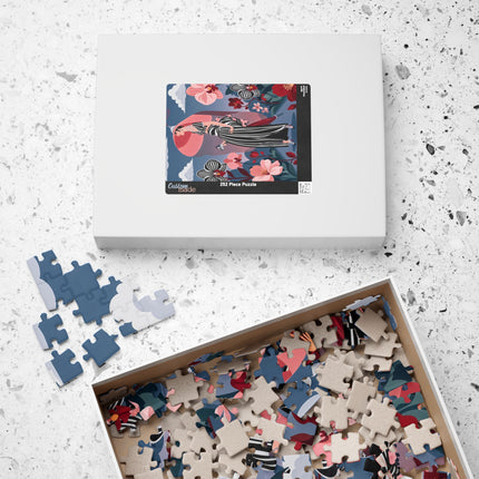 🌸🖤 The Striped Orchid Promenade Puzzle – Art Deco Floral Fashion
