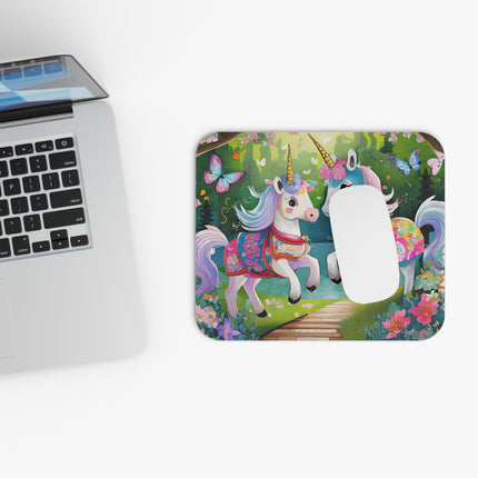 Baby Unicorns and Fluttering Butterflies Mouse Pad, Rectangle
