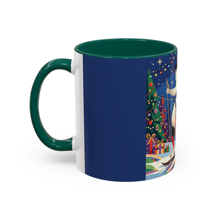 🌙🎿 The Moonlit Christmas Skier Colorful Mug – Whimsical Holiday Fantasy