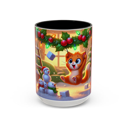 Naughty or Nice Kitten Christmas Colorful Mugs (11oz, 15oz)