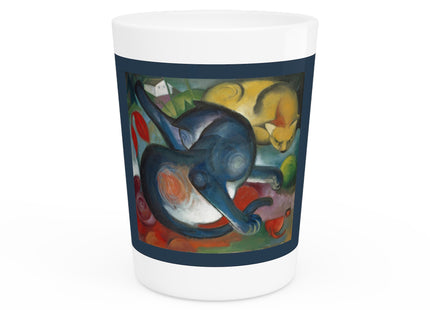 Two Cats, Blue and Yellow by Franz Marc Ceramic Shot Glass