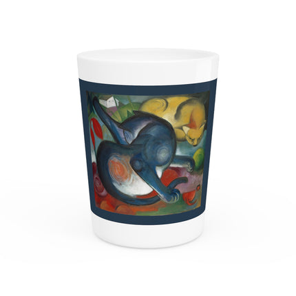 Two Cats, Blue and Yellow by Franz Marc Ceramic Shot Glass