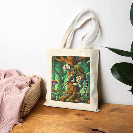 The Silent Stripes Cotton Canvas Tote Bag – Stealth, Grace & Enchanted Forest