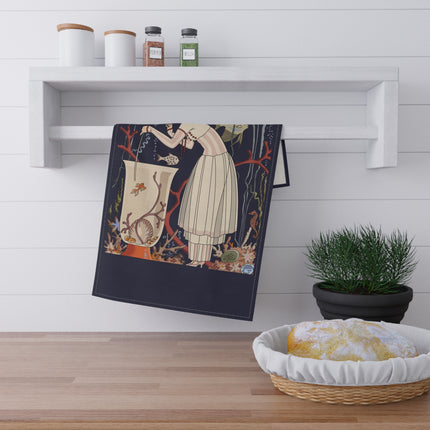 The Dazzling Little Fish by George Barbier Kitchen Towel