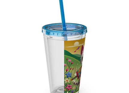 Samurai Kitten Sunsplash Tumbler with Straw, 16oz
