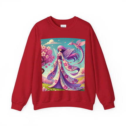 Petals in the Wind: The Kimono Fairy and the Sky Dragon Heavy Blend™ Crewneck Sweatshirt