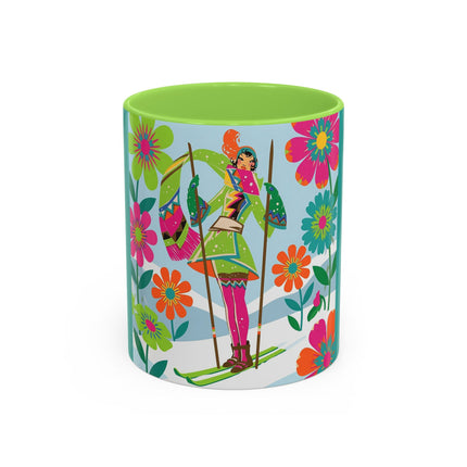 🎿🌸 The Winter Flower Adventurer Colorful Mug – Colorful Ski Fantasy