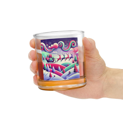 Festive Reindeer Flight Rocks Glass, 10oz