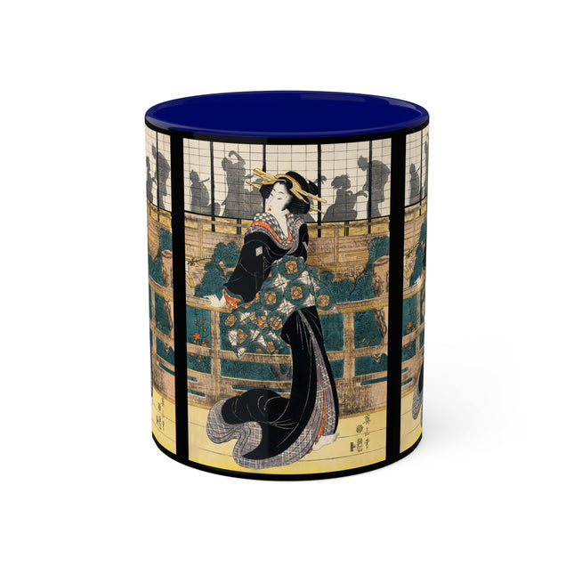 Japanese woman woodcut print by Kikukawa Eizan Colorful Mugs, 11oz