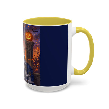 🎃💙 The Pumpkin Lantern Courtship Colorful Mug – Romantic Halloween Elegance