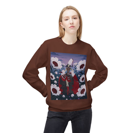 🎭🌹 The Crimson Garden Masquerade Midweight Crewneck Sweatshirt – Art Deco Floral Fantasy