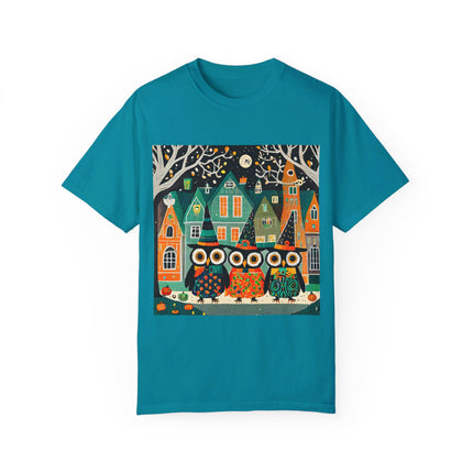 Night of the Trick-or-Treating Owlets Unisex Garment-Dyed T-shirt