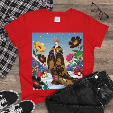 🌸✨ The Golden Garden Empress Cotton Tee – Asian-Inspired Floral Fantasy