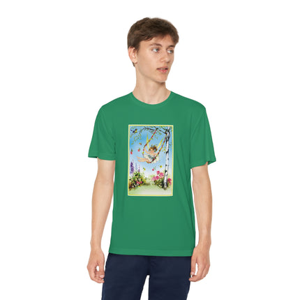 Spring Fairy's Floral Swing Youth Competitor Tee – Garden Magic & Whimsical Adventure